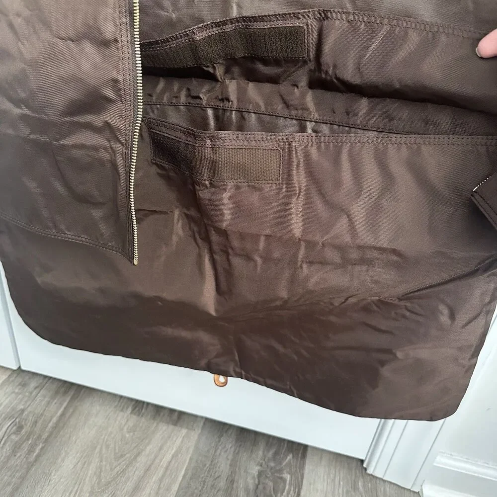 Louis Vuitton Full Length Nylon Garment Bag Shoe Compartment Brown 61” France